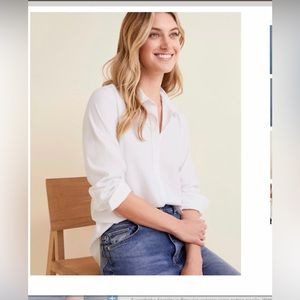 Garnet Hill Essential Organic Cotton Button down Shirt -Size 0